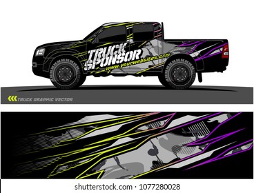 pickup truck graphic vector. abstract racing shape with grunge modern camouflage design for vehicle vinyl wrap 
