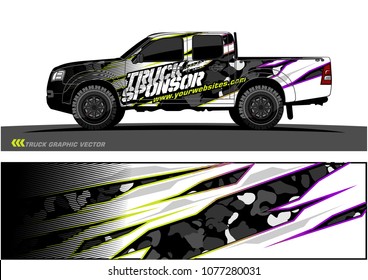 pickup truck graphic vector. abstract racing shape with grunge modern camouflage design for vehicle vinyl wrap 

