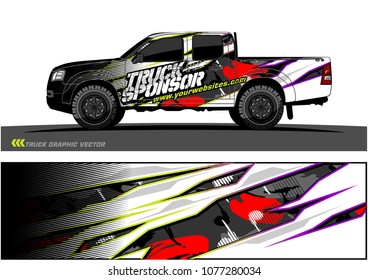 pickup truck graphic vector. abstract racing shape with grunge modern camouflage design for vehicle vinyl wrap 
