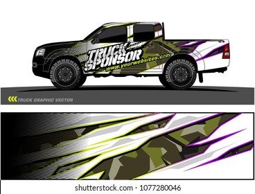 pickup truck graphic vector. abstract racing shape with grunge modern camouflage design for vehicle vinyl wrap 
