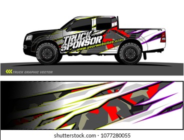 pickup truck graphic vector. abstract racing shape with grunge modern camouflage design for vehicle vinyl wrap 
