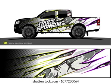 pickup truck graphic vector. abstract racing shape with grunge modern camouflage design for vehicle vinyl wrap 
