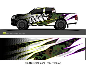 pickup truck graphic vector. abstract racing shape with grunge modern camouflage design for vehicle vinyl wrap 
