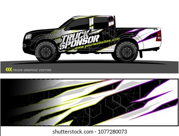 pickup truck graphic vector. abstract racing shape with grunge modern camouflage design for vehicle vinyl wrap 
