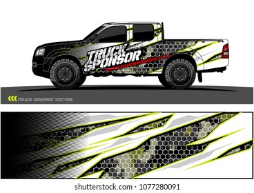 pickup truck graphic vector. abstract racing shape with grunge modern camouflage design for vehicle vinyl wrap 
