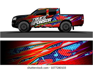 pickup truck graphic vector. abstract racing shape with grunge modern camouflage design for vehicle vinyl wrap 
