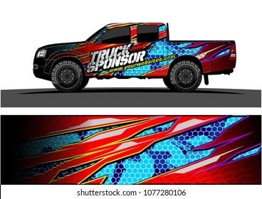pickup truck graphic vector. abstract racing shape with grunge modern camouflage design for vehicle vinyl wrap 
