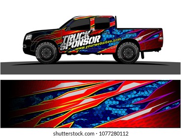 pickup truck graphic vector. abstract racing shape with grunge modern camouflage design for vehicle vinyl wrap 
