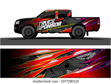 pickup truck graphic vector. abstract racing shape with grunge modern camouflage design for vehicle vinyl wrap 
