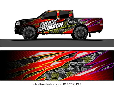 pickup truck graphic vector. abstract racing shape with grunge modern camouflage design for vehicle vinyl wrap 
