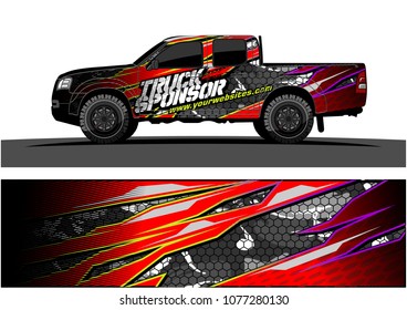 pickup truck graphic vector. abstract racing shape with grunge modern camouflage design for vehicle vinyl wrap 
