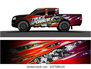 pickup truck graphic vector. abstract racing shape with grunge modern camouflage design for vehicle vinyl wrap 
