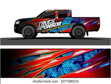 pickup truck graphic vector. abstract racing shape with grunge modern camouflage design for vehicle vinyl wrap 
