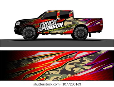 pickup truck graphic vector. abstract racing shape with grunge modern camouflage design for vehicle vinyl wrap 
