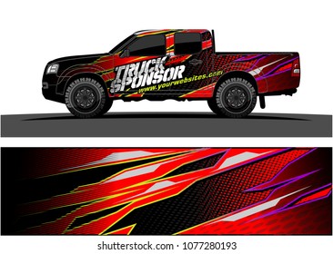 pickup truck graphic vector. abstract racing shape with grunge modern camouflage design for vehicle vinyl wrap 
