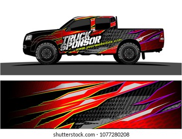 pickup truck graphic vector. abstract racing shape with grunge modern camouflage design for vehicle vinyl wrap 
