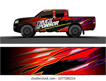 pickup truck graphic vector. abstract racing shape with grunge modern camouflage design for vehicle vinyl wrap 
