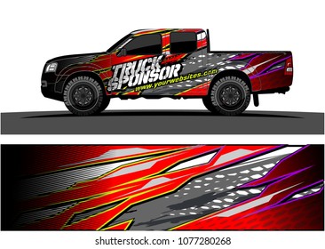 pickup truck graphic vector. abstract racing shape with grunge modern camouflage design for vehicle vinyl wrap 
