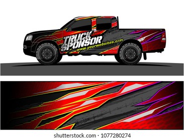 pickup truck graphic vector. abstract racing shape with grunge modern camouflage design for vehicle vinyl wrap 
