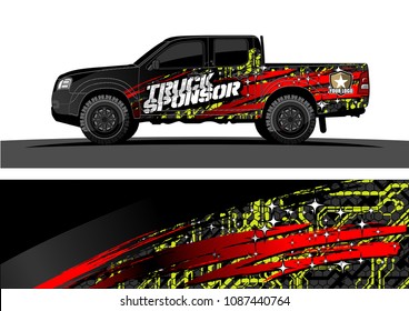 
pickup Truck Graphic vector. abstract splatter design for vehicle vinyl wrap background 