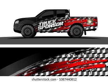 
pickup Truck Graphic vector. abstract splatter design for vehicle vinyl wrap background 