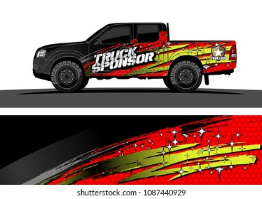 
pickup Truck Graphic vector. abstract splatter design for vehicle vinyl wrap background 