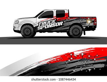 pickup Truck Graphic vector. abstract grunge design for vehicle vinyl wrap background 