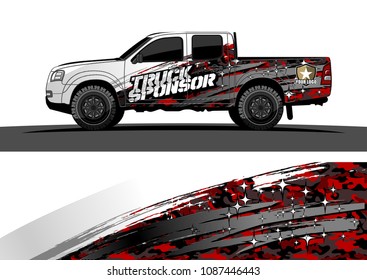 pickup Truck Graphic vector. abstract grunge design for vehicle vinyl wrap background 