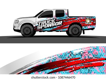 pickup Truck Graphic vector. abstract grunge design for vehicle vinyl wrap background 
