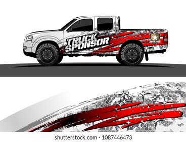 pickup Truck Graphic vector. abstract grunge design for vehicle vinyl wrap background 