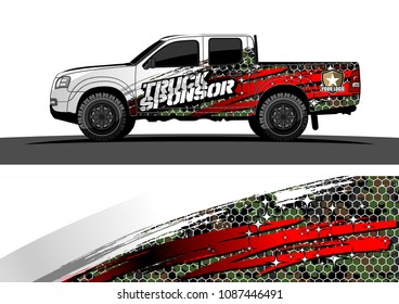 pickup Truck Graphic vector. abstract grunge design for vehicle vinyl wrap background 