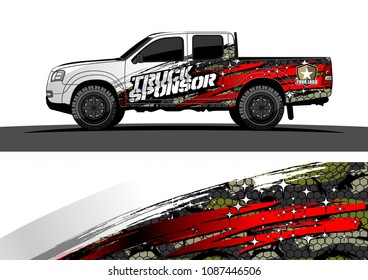 pickup Truck Graphic vector. abstract grunge design for vehicle vinyl wrap background 