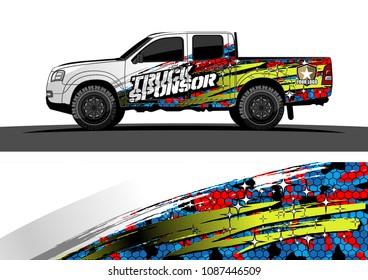 pickup Truck Graphic vector. abstract grunge design for vehicle vinyl wrap background 