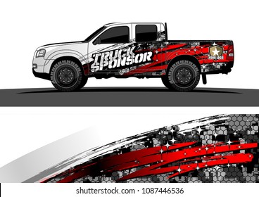 pickup Truck Graphic vector. abstract grunge design for vehicle vinyl wrap background 