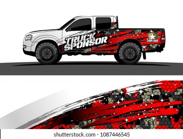 pickup Truck Graphic vector. abstract grunge design for vehicle vinyl wrap background 
