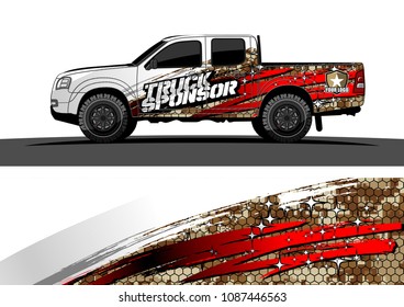 pickup Truck Graphic vector. abstract grunge design for vehicle vinyl wrap background 