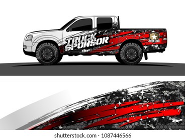 pickup Truck Graphic vector. abstract grunge design for vehicle vinyl wrap background 