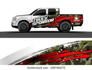 pickup Truck Graphic vector. abstract grunge design for vehicle vinyl wrap background 