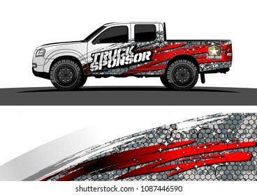 pickup Truck Graphic vector. abstract grunge design for vehicle vinyl wrap background 