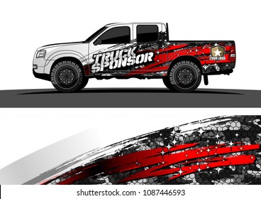 pickup Truck Graphic vector. abstract grunge design for vehicle vinyl wrap background 