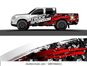 pickup Truck Graphic vector. abstract grunge design for vehicle vinyl wrap background 