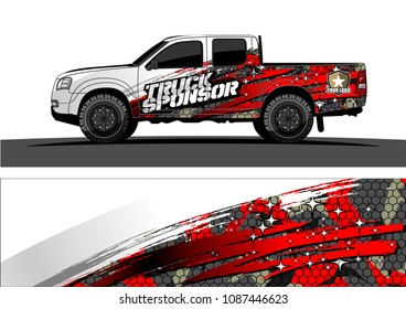 pickup Truck Graphic vector. abstract grunge design for vehicle vinyl wrap background 
