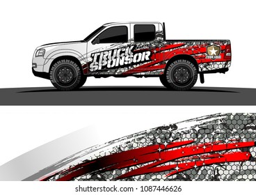 pickup Truck Graphic vector. abstract grunge design for vehicle vinyl wrap background 