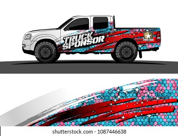 pickup Truck Graphic vector. abstract grunge design for vehicle vinyl wrap background 
