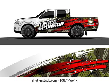 pickup Truck Graphic vector. abstract grunge design for vehicle vinyl wrap background 