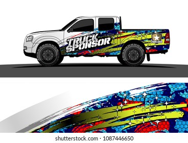 pickup Truck Graphic vector. abstract grunge design for vehicle vinyl wrap background 