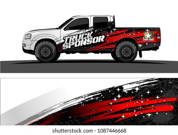 pickup Truck Graphic vector. abstract grunge design for vehicle vinyl wrap background 