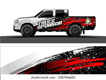 pickup Truck Graphic vector. abstract grunge design for vehicle vinyl wrap background 