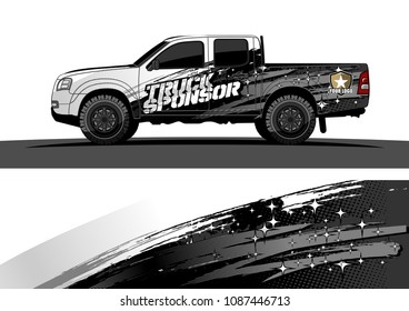 pickup Truck Graphic vector. abstract grunge design for vehicle vinyl wrap background 