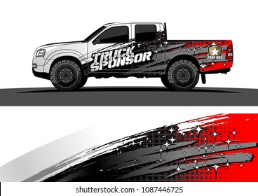 pickup Truck Graphic vector. abstract grunge design for vehicle vinyl wrap background 